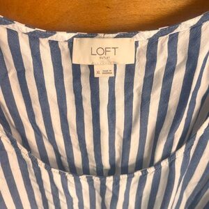 LOFT Navy and White Striped Blouse